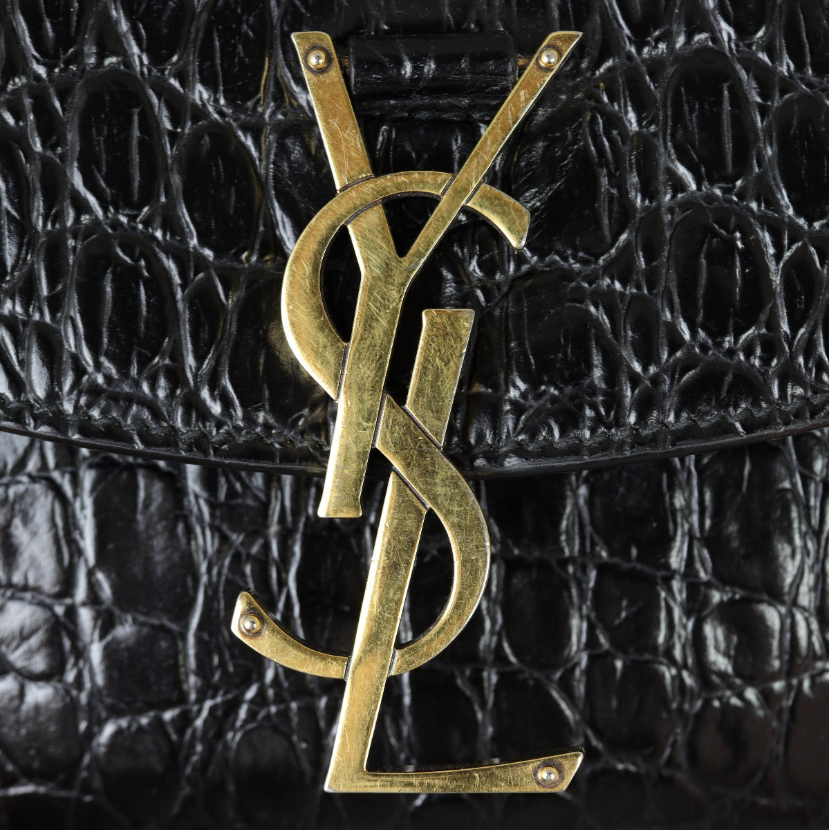 Saint Laurent Kaia Crossbody Small Croc-Embossed Hardware