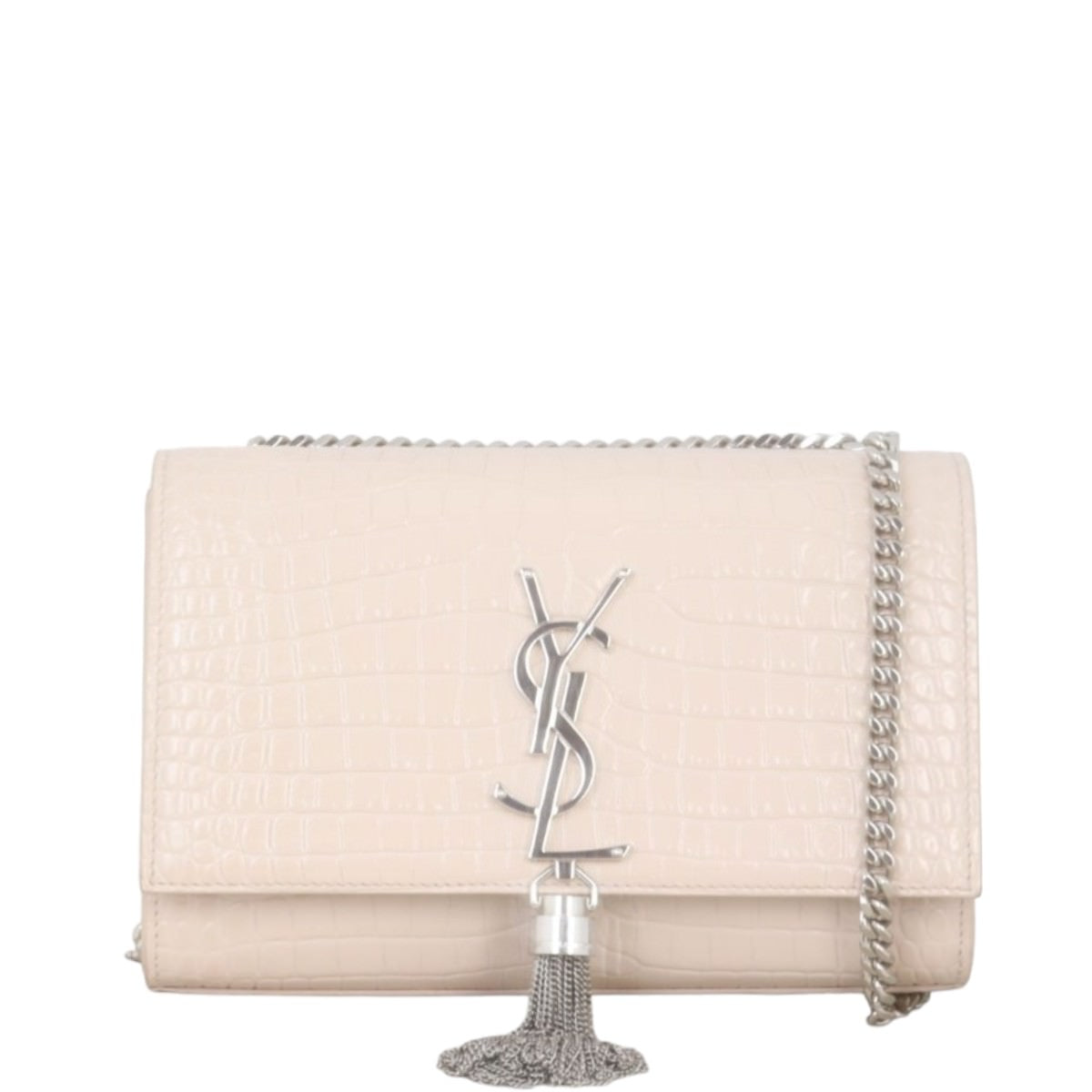 Saint Laurent Kate Tassel Chain Bag Small Croc-Embossed