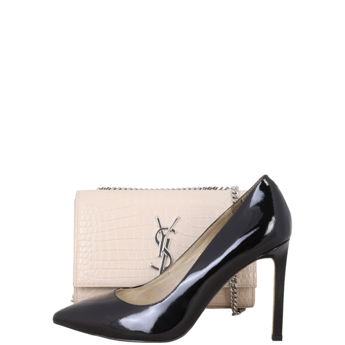 Saint Laurent Kate Tassel Chain Bag Small Croc-Embossed