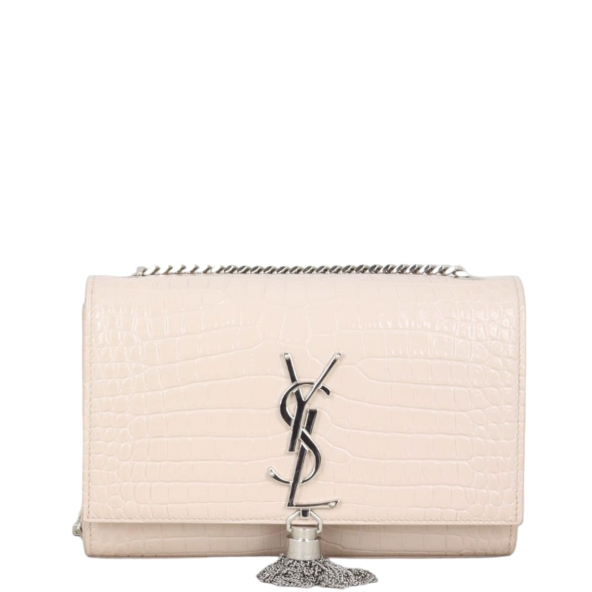 Saint Laurent Kate Tassel Chain Bag Small Croc-Embossed