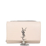 Saint Laurent Kate Tassel Chain Bag Small Croc-Embossed