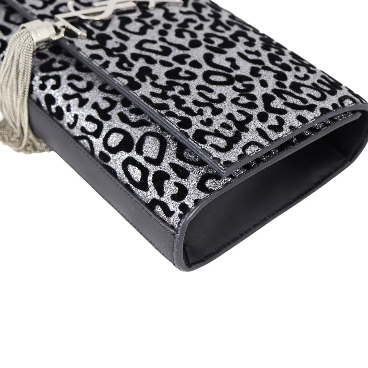 Saint Laurent Kate Tassel Monogram Clutch Leopard