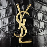 Saint Laurent June Box Bag Croc Embossed Hardware