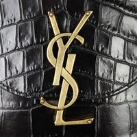 Saint Laurent June Box Bag Croc Embossed Hardware
