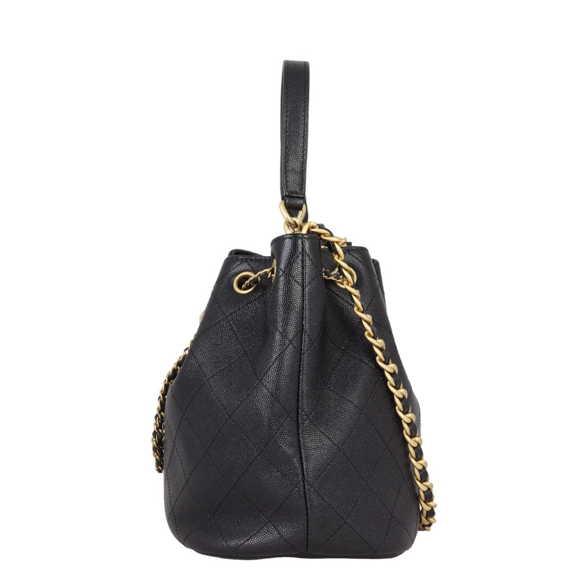 Chanel Quilted CC Drawstring Bucket Bag | Caviar