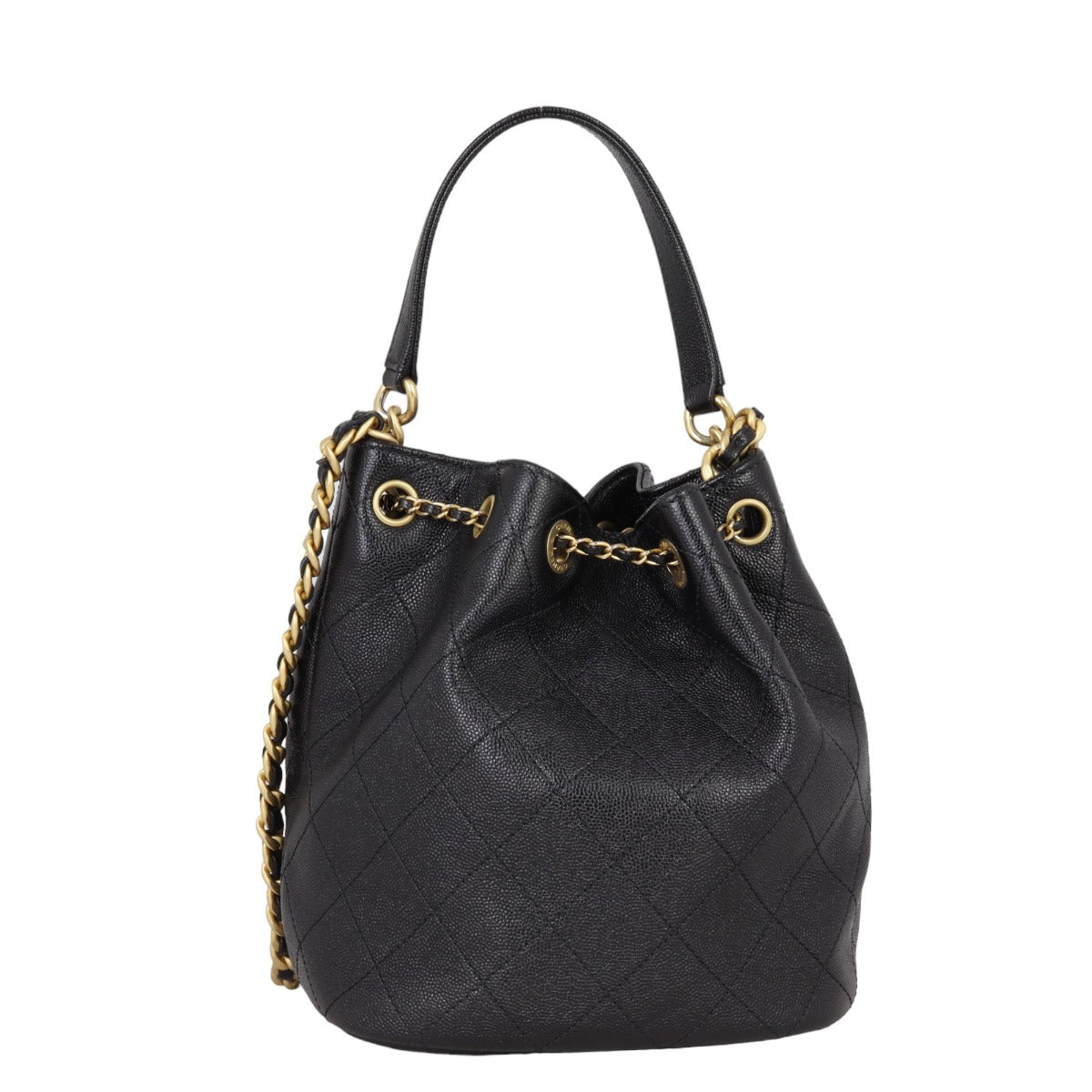 Chanel Quilted CC Drawstring Bucket Bag | Caviar