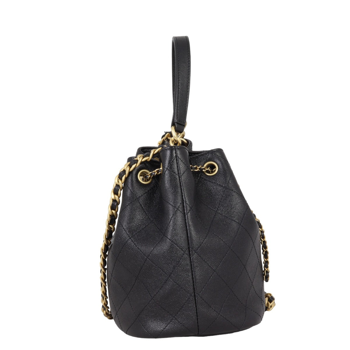 Chanel Quilted CC Drawstring Bucket Bag | Caviar