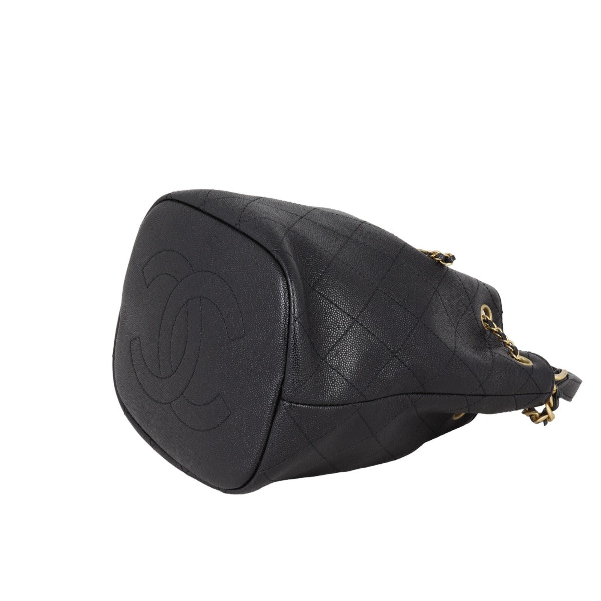 Chanel Quilted CC Drawstring Bucket Bag | Caviar