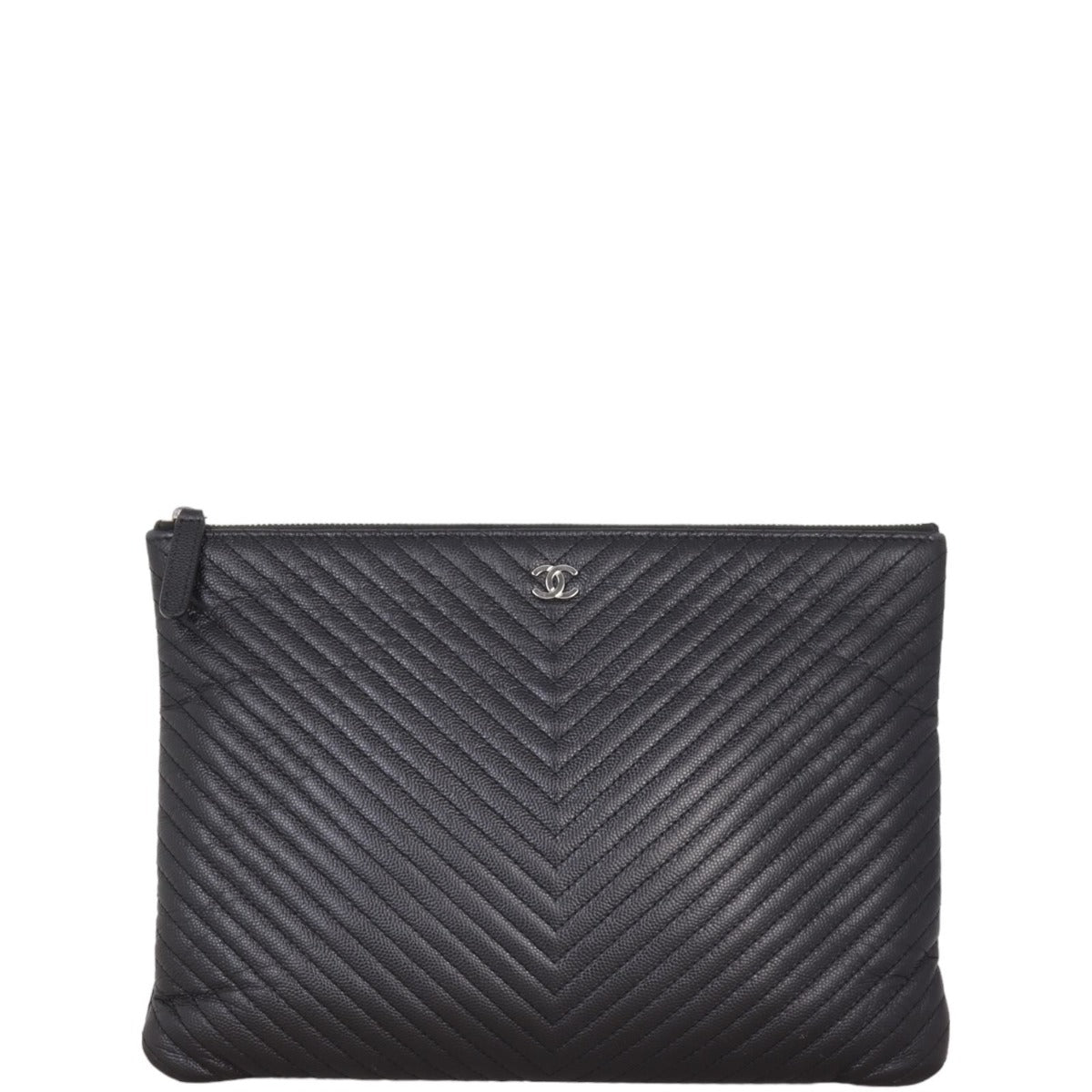 Chanel Classic O-Case Pouch Medium Chevron | Black
