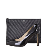 Chanel Classic O-Case Pouch Medium Chevron | Black