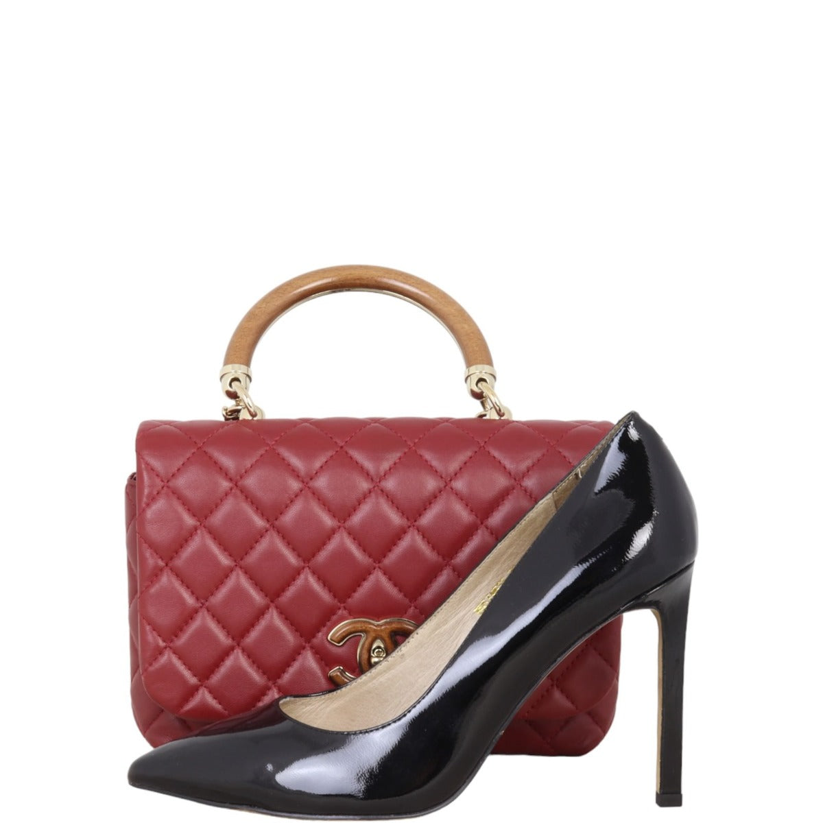 Chanel CC Knock on Wood Top Handle Flap Bag