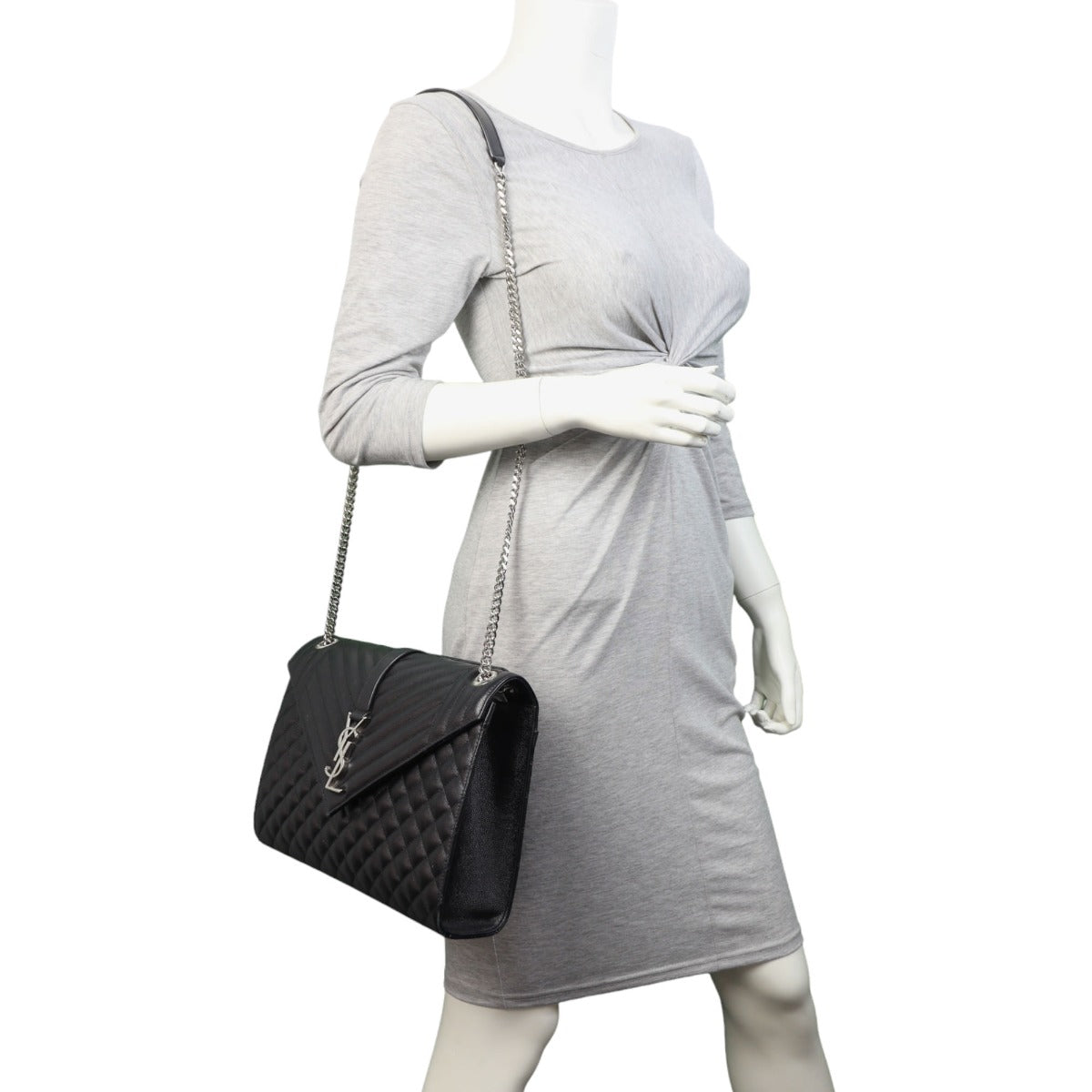 Saint Laurent Monogram Mix Matelasse Envelope Chain Bag Large