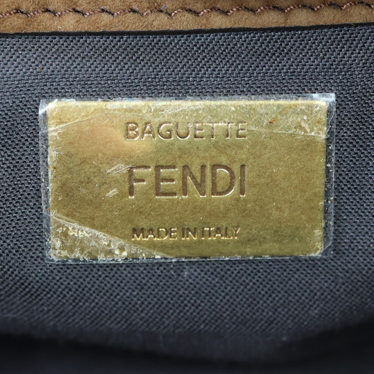 Fendi Suede Baguette Bag Interior Stamp