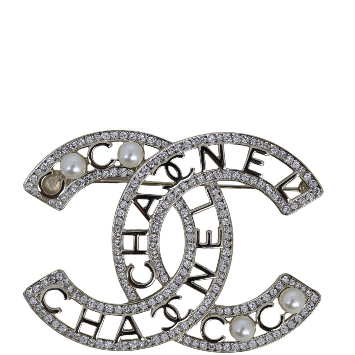 Chanel CC Crystal Brooch | Pale Gold Hardware