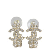 Chanel CC Leaf Crystal Hoop Earrings