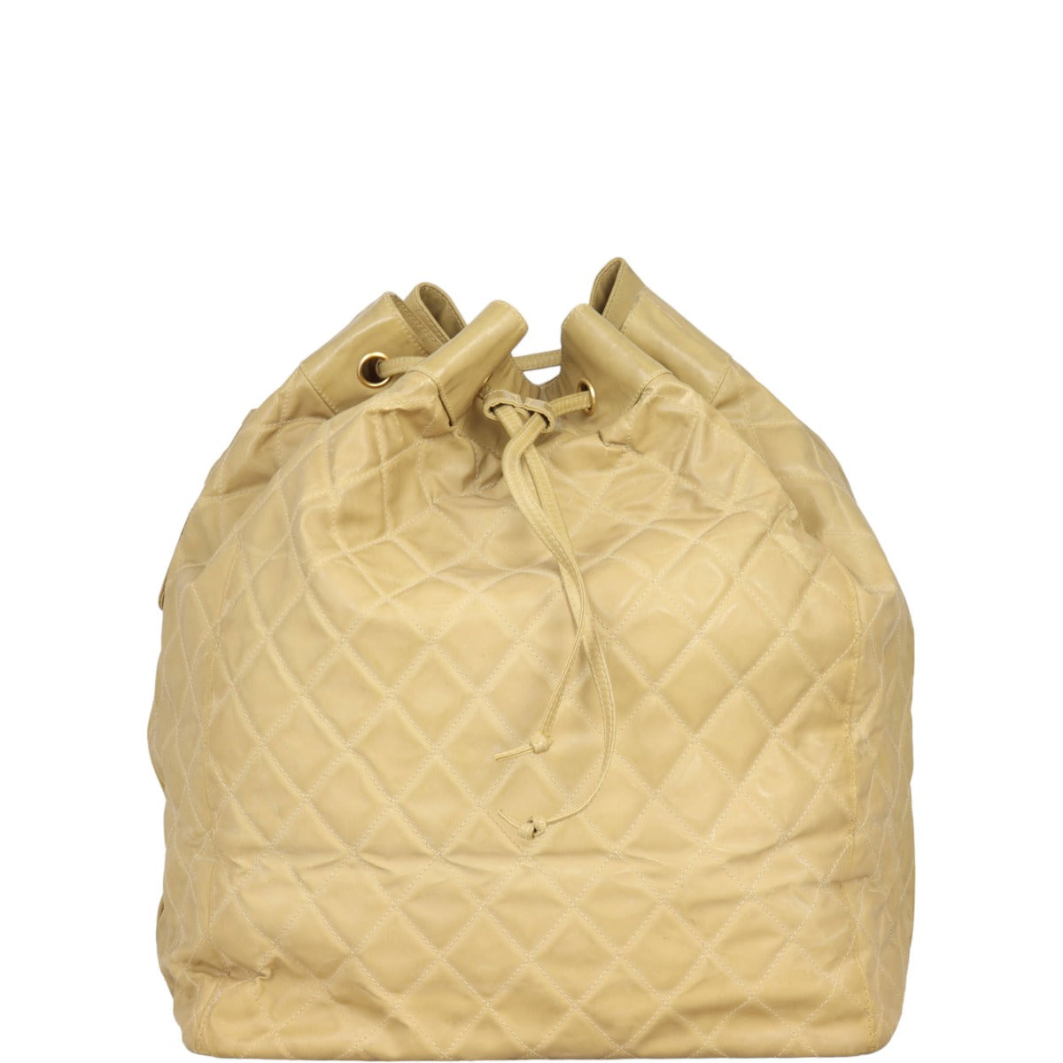 Chanel Quilted CC Drawstring Bucket Bag | Beige
