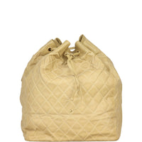 Chanel Quilted CC Drawstring Bucket Bag | Beige