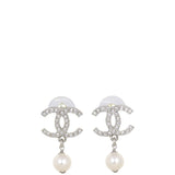 Chanel CC Crystal Pearl Drop Earrings