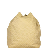 Chanel Quilted CC Drawstring Bucket Bag | Beige