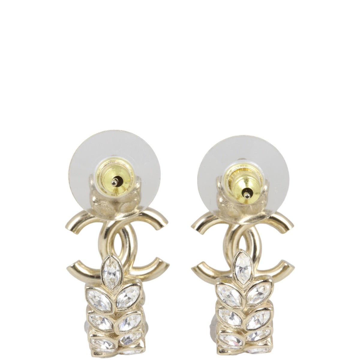 Chanel CC Leaf Crystal Hoop Earrings