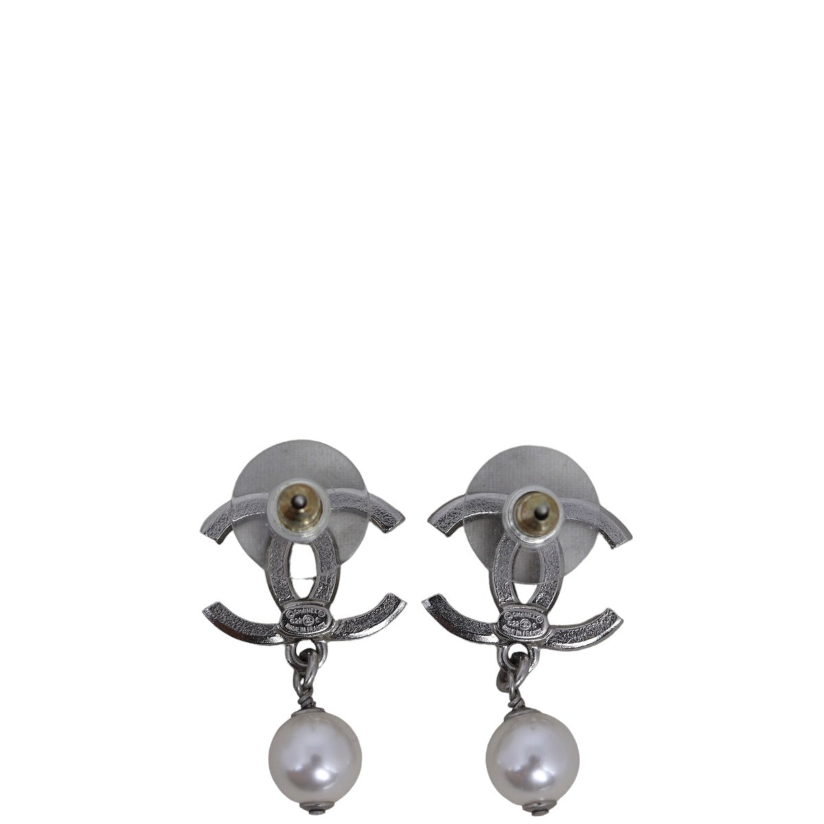 Chanel CC Crystal Pearl Drop Earrings