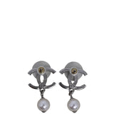 Chanel CC Crystal Pearl Drop Earrings