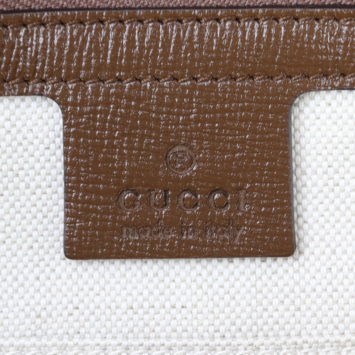 Gucci GG Supreme 1955 Horsebit Top Handle Bag Medium Interior Stamp