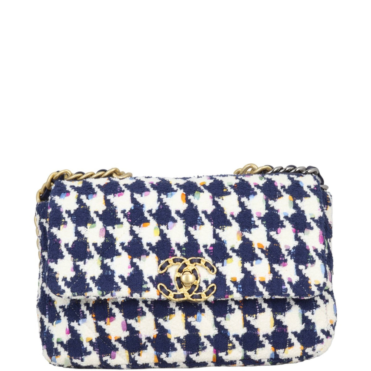 Chanel 19 Tweed Flap Bag Medium | Navy Blue White