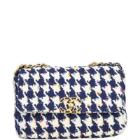 Chanel 19 Tweed Flap Bag Medium | Navy Blue White