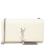 Saint Laurent Kate Tassel Medium Chain Bag Croc-Embossed