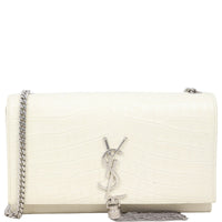 Saint Laurent Kate Tassel Medium Chain Bag Croc-Embossed
