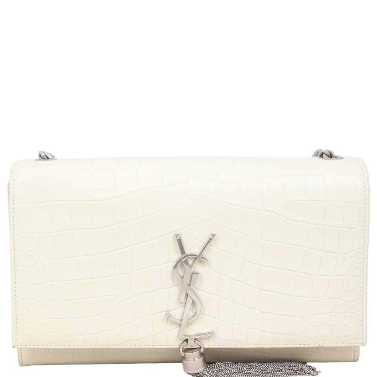 Saint Laurent Kate Tassel Medium Chain Bag Croc-Embossed