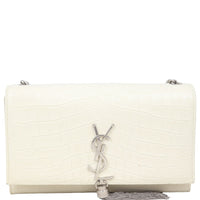 Saint Laurent Kate Tassel Medium Chain Bag Croc-Embossed