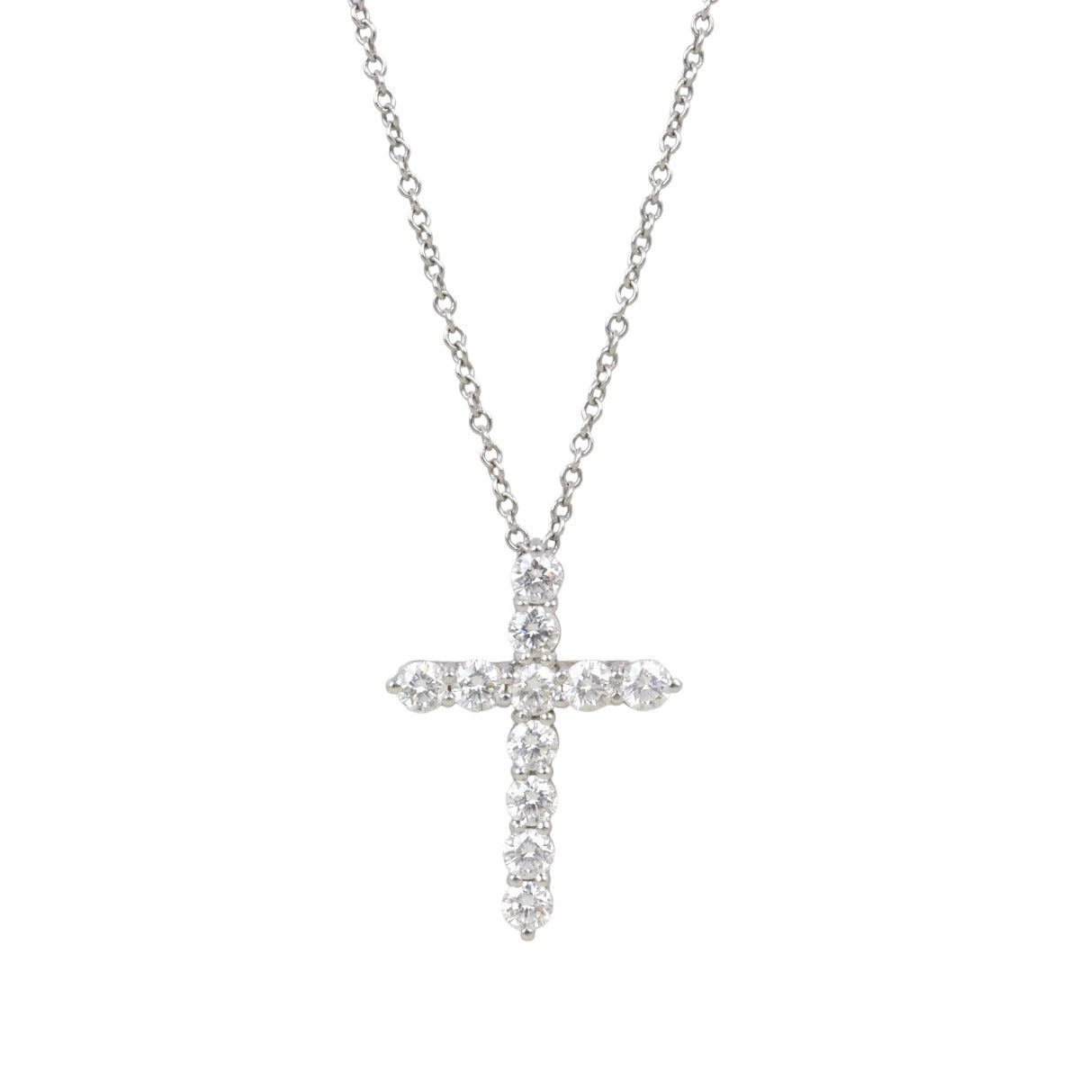 Tiffany & Co Platinum Diamond Cross Pendant Small