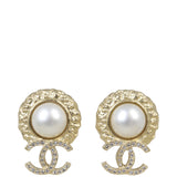 Chanel CC Crystal Pearl Earrings
