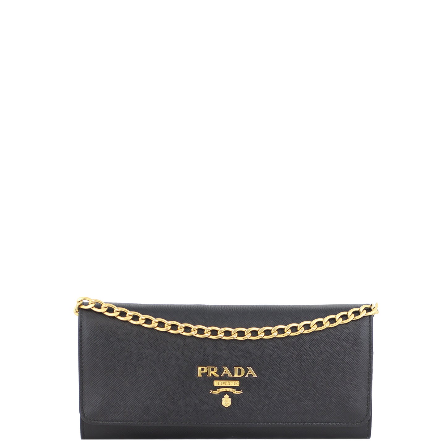 Prada Saffiano Lux Chain Wallet front chain