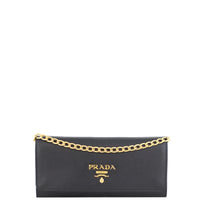 Prada Saffiano Lux Chain Wallet front chain