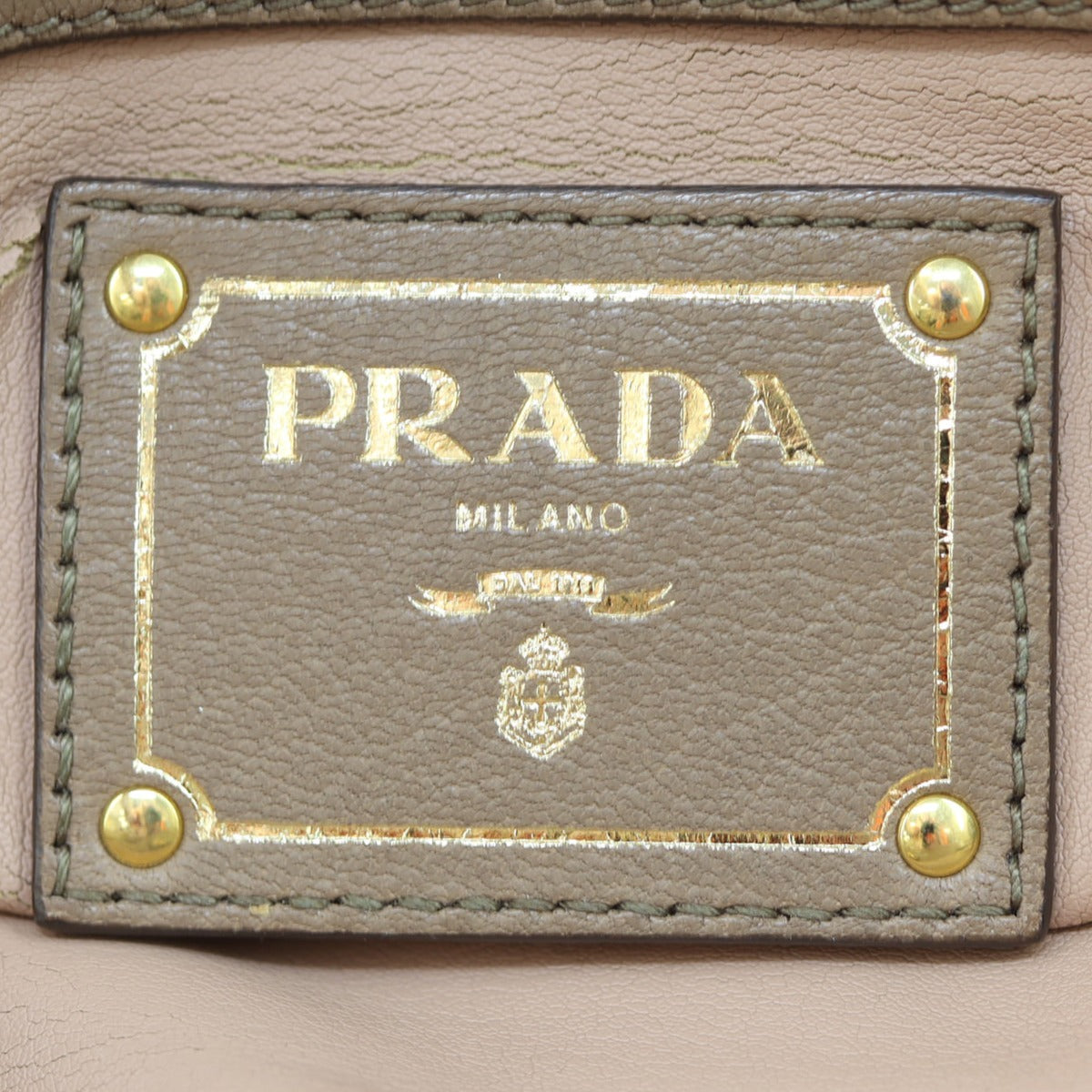 Prada Vitello Cervo Shopping Tote Interior Stamp