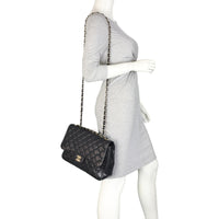 Chanel Classic Single Flap Jumbo | Black Quilted Caviar