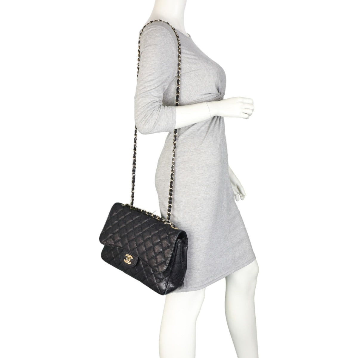 Chanel Classic Single Flap Jumbo | Black Quilted Caviar