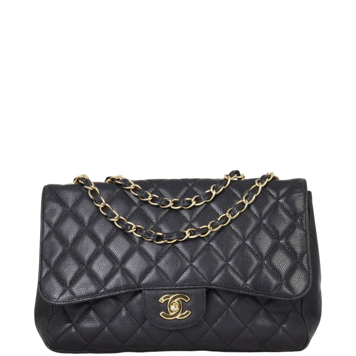 Chanel Classic Single Flap Jumbo | Black Quilted Caviar