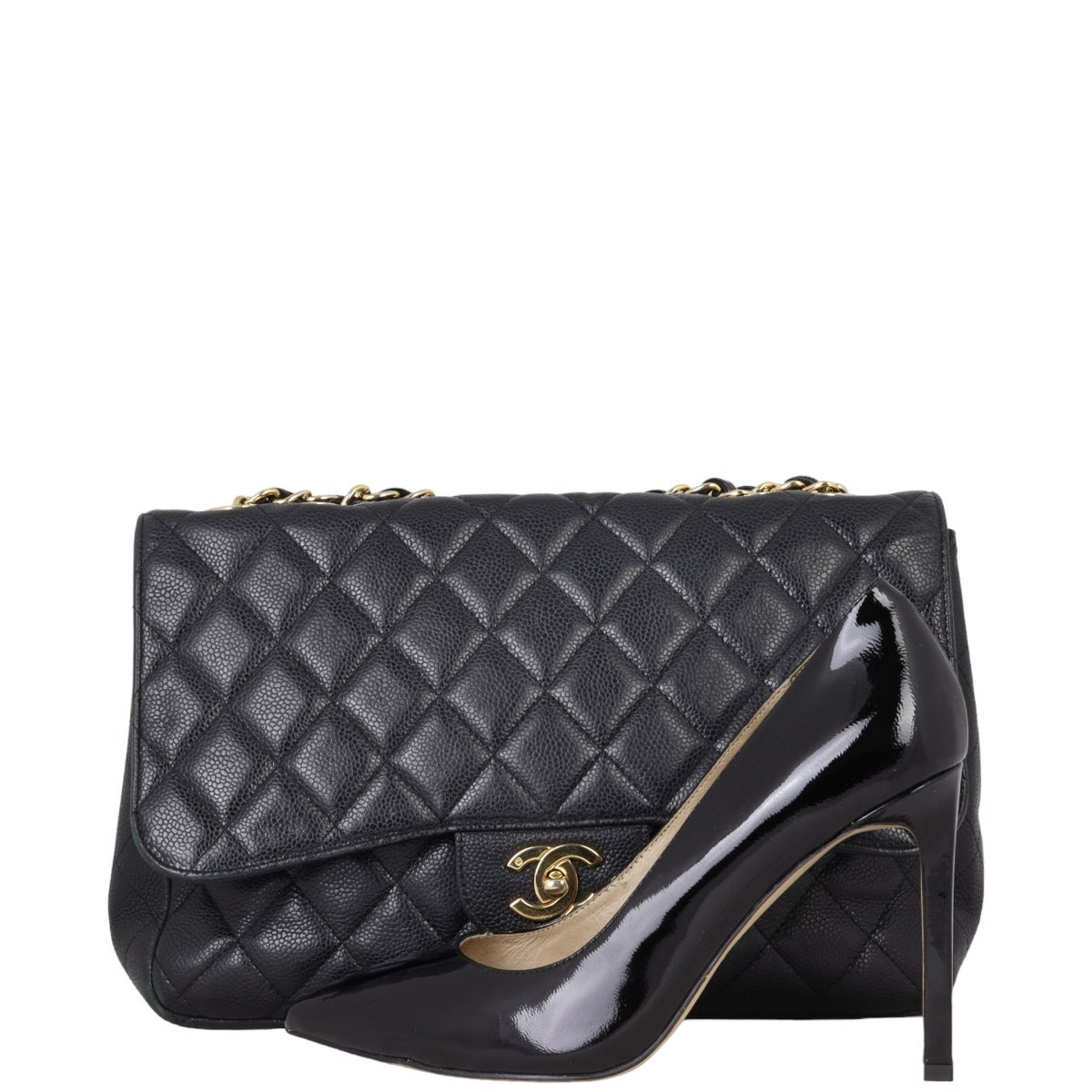 Chanel Classic Single Flap Jumbo | Black Quilted Caviar