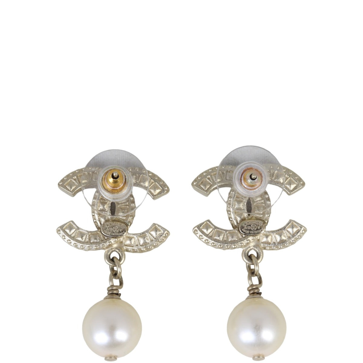 Chanel Crystal CC Pearl Drop Earrings