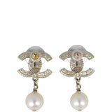 Chanel Crystal CC Pearl Drop Earrings