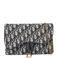 Dior Saddle Pouch Wallet on Chain Oblique