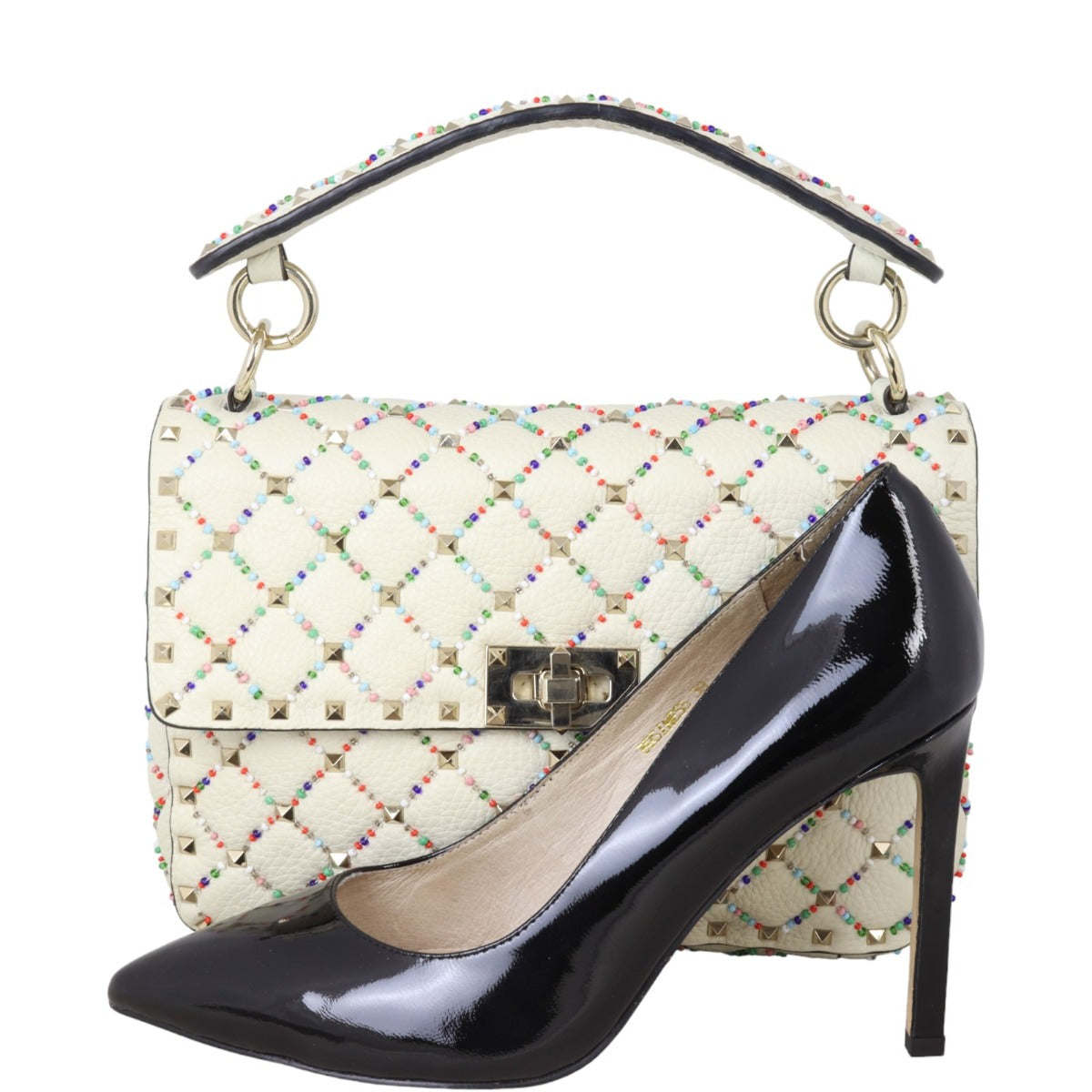 Valentino Rockstud Spike Medium Shoulder Bag Beaded