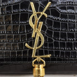 Saint Laurent Kate Tassel Chain Bag Small Croc Embossed Hardware