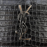 Saint Laurent Sunset Chain Wallet Croc Embossed Hardware