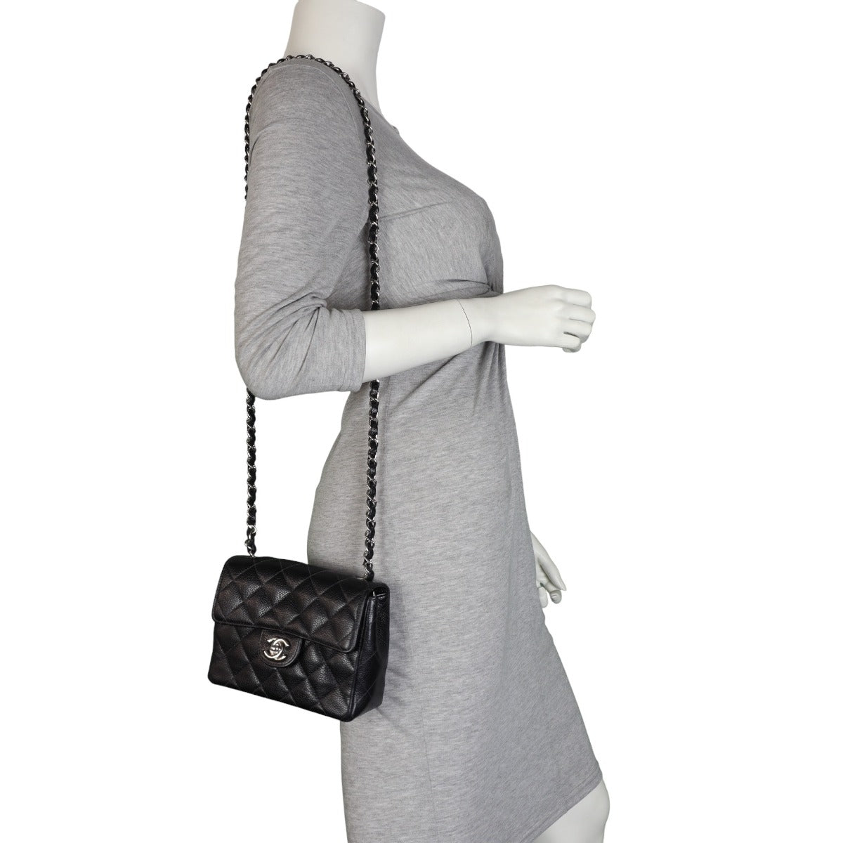 Chanel Classic Flap Mini Square | Black Quilted Caviar