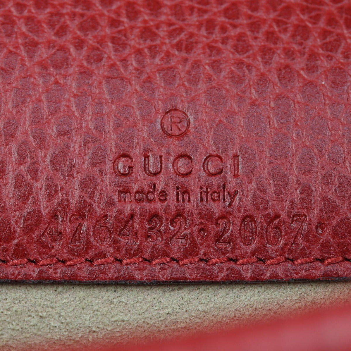 Gucci Dionysus Super Mini Chain Bag (red) Interior Stamp
